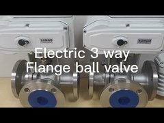 SONGO  3way Flange Motorized Ball Valve T/L Port DC24V On-off 4-20mA RS485 Regulation Valve