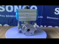 SONGO Carbon Steel 4 Way Flange Pneumatic Ball Valve WCB ANSI 300LB  Cast Steel Pneumatic Actuator