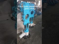 Electrically operated penetrating knife gate valve